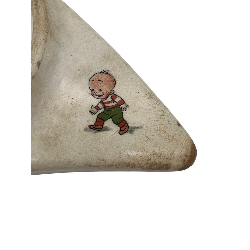 Triangular High Chair Baby Plate Kids Playing Baseball Unmarked Underwood Style - Picture 4 of 6